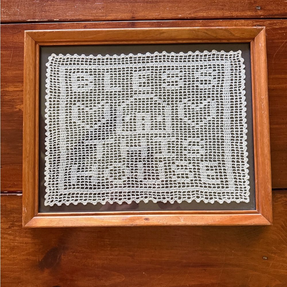 Framed Crochet Wall Art ‘Bless this house’
